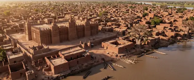 مدينة من الطين على النهر في مالي